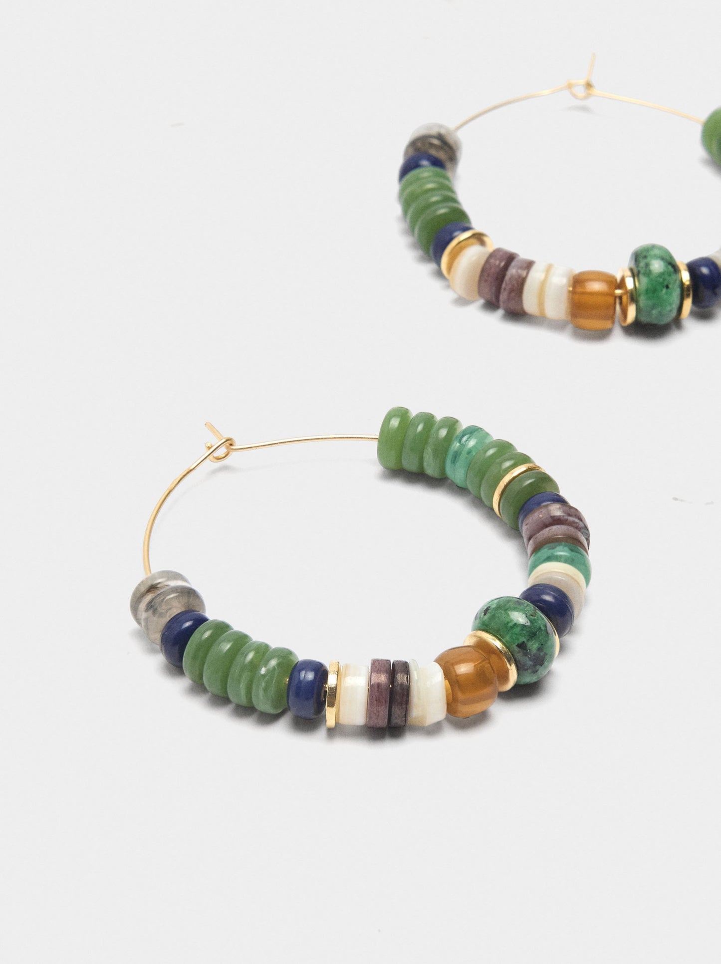 Hoop Earrings With Stone And Resin Beads