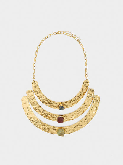 Triple Necklace With Arches And Stones