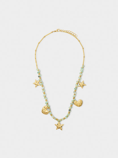 Necklace With Star And Heart Pendants