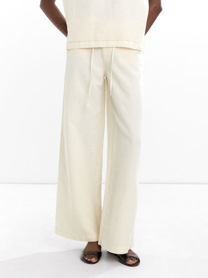 Trousers With Cord And Linen Blend