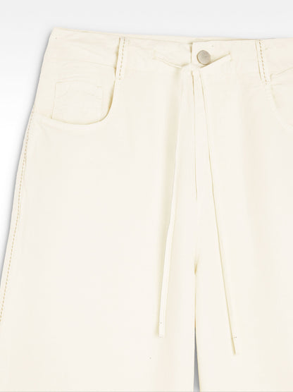 Trousers With Cord And Linen Blend