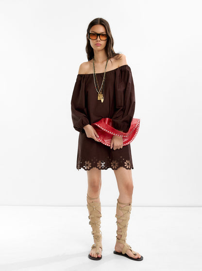 Short Dress With Embroidery 100% Cotton