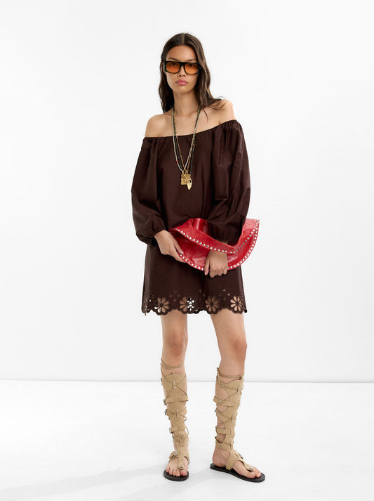 Short Dress With Embroidery 100% Cotton