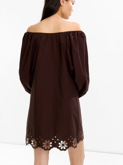 Short Dress With Embroidery 100% Cotton