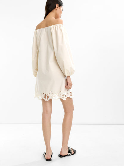 Short Dress With Embroidery 100% Cotton