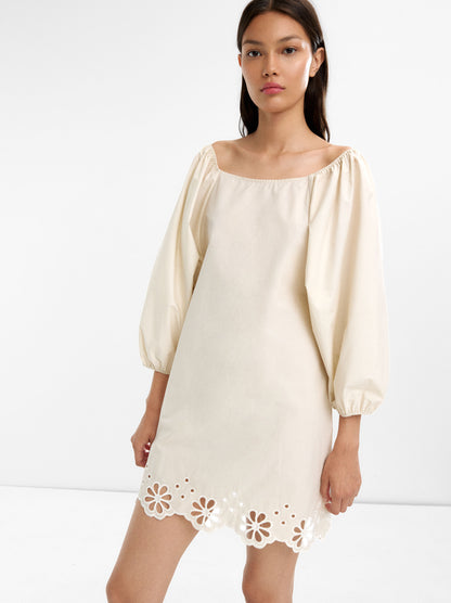 Short Dress With Embroidery 100% Cotton