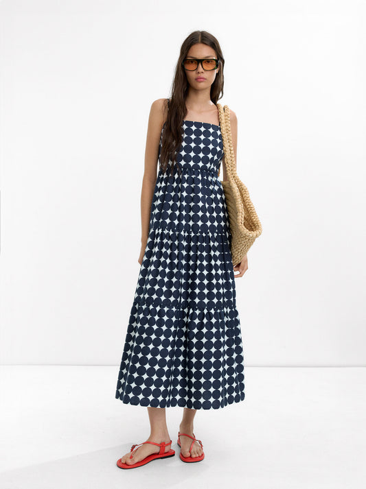 Long Dress With Polka Dots 100% Cotton