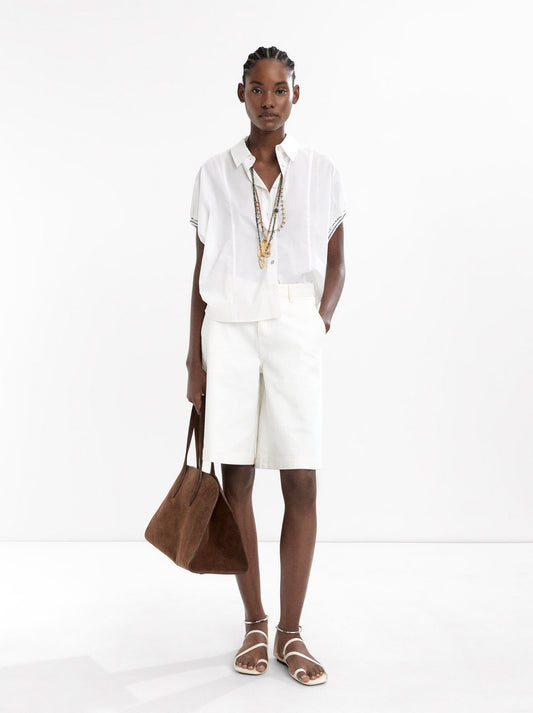 Dropped Sleeve Shirt With 100% Cotton