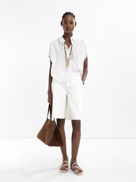 Dropped Sleeve Shirt With 100% Cotton