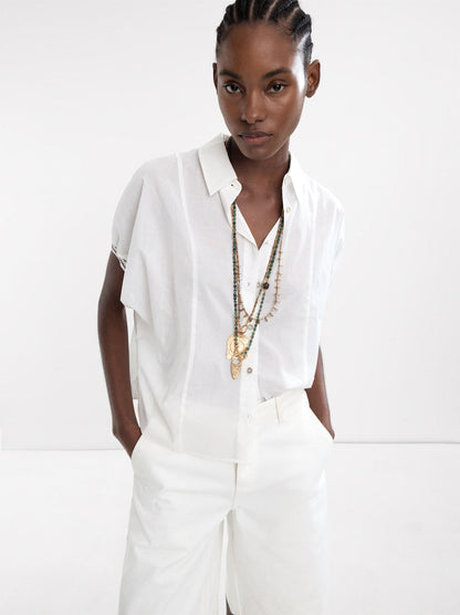 Dropped Sleeve Shirt With 100% Cotton