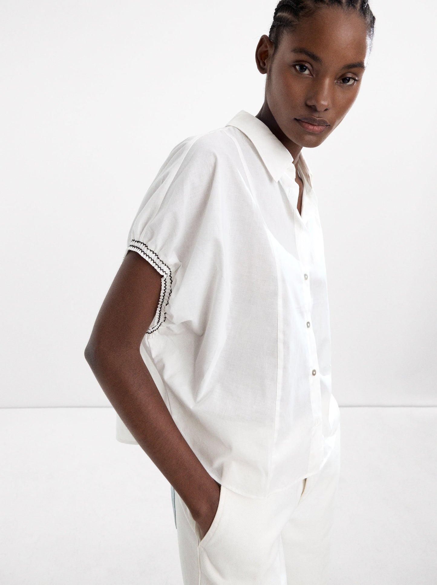 Dropped Sleeve Shirt With 100% Cotton