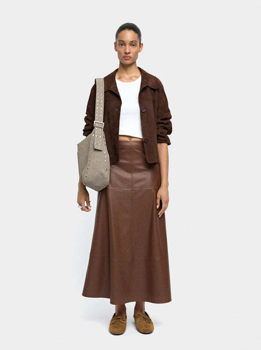 Long Leather-Effect Skirt