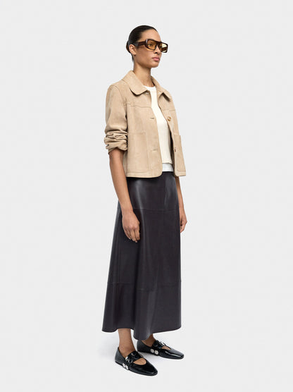 Long Leather-Effect Skirt