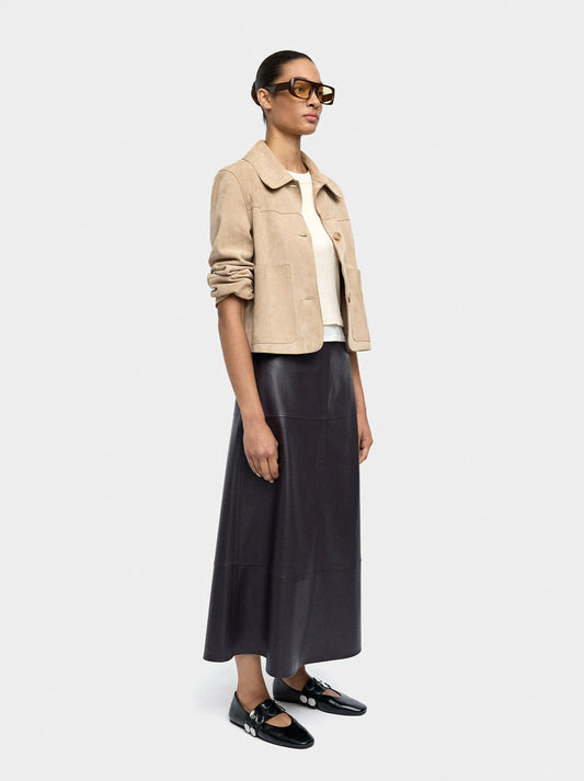 Long Leather-Effect Skirt