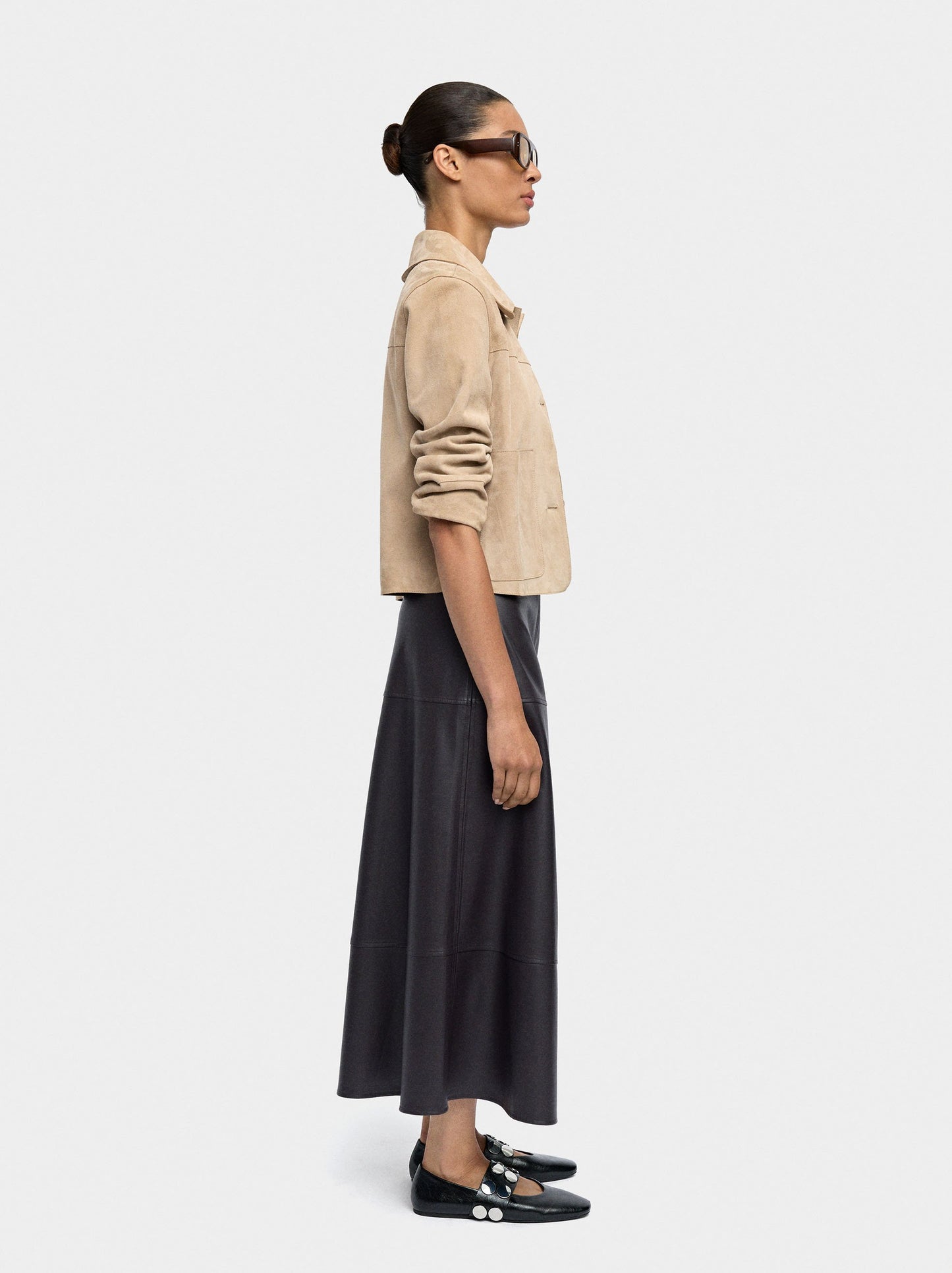 Long Leather-Effect Skirt