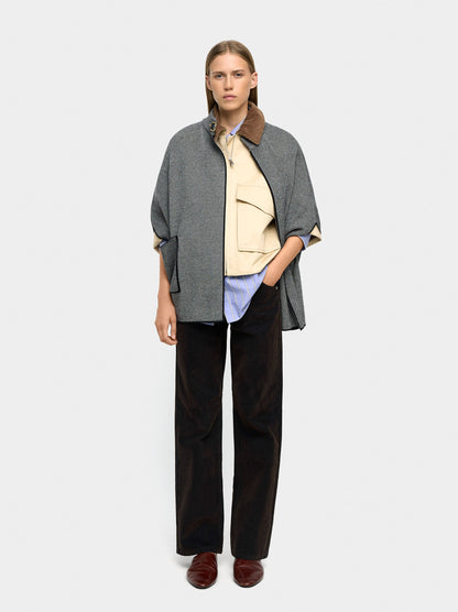 Knitted Poncho With Stitching Detail