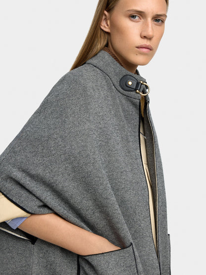 Knitted Poncho With Stitching Detail