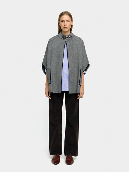 Knitted Poncho With Stitching Detail