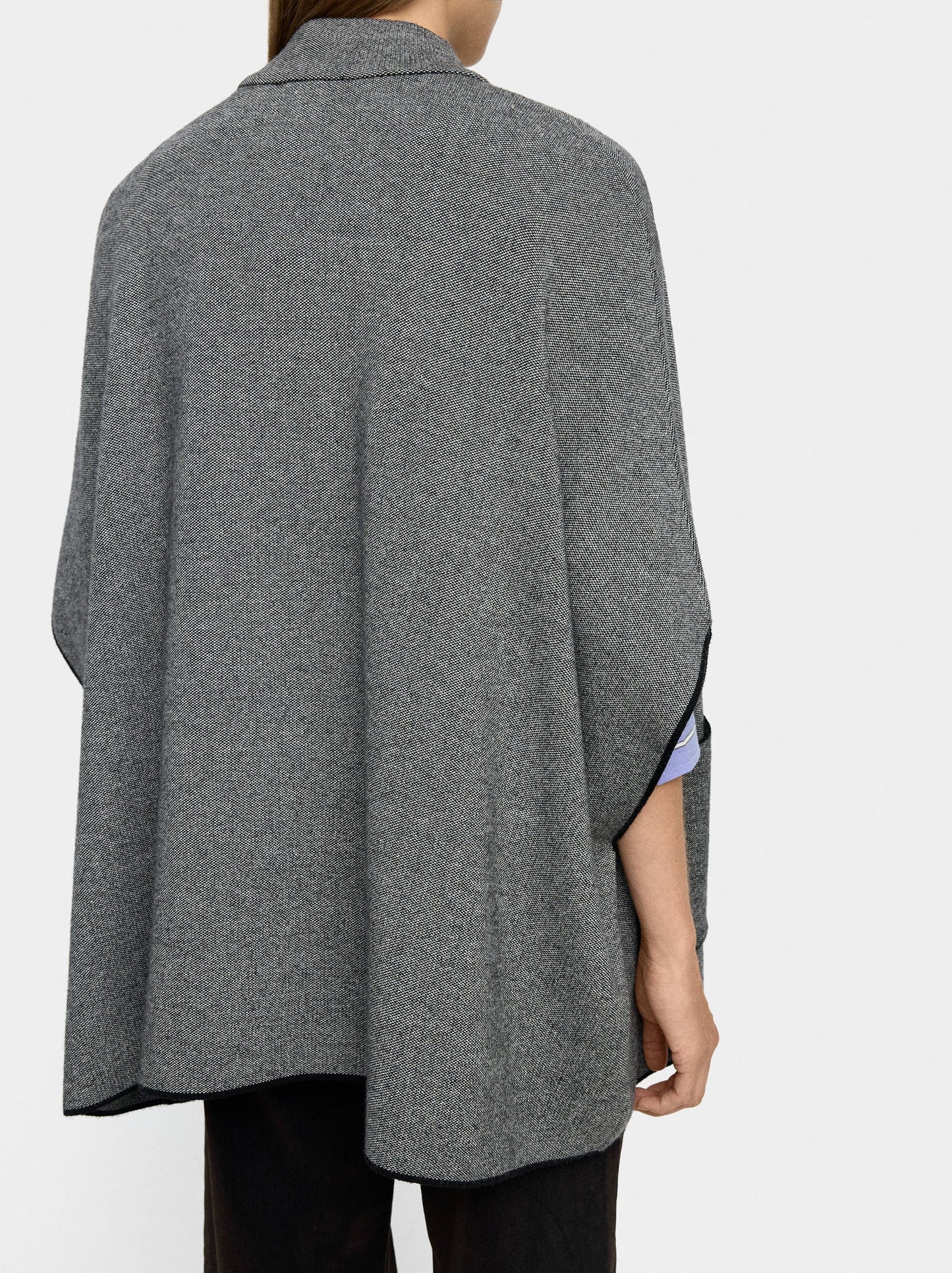 Knitted Poncho With Stitching Detail