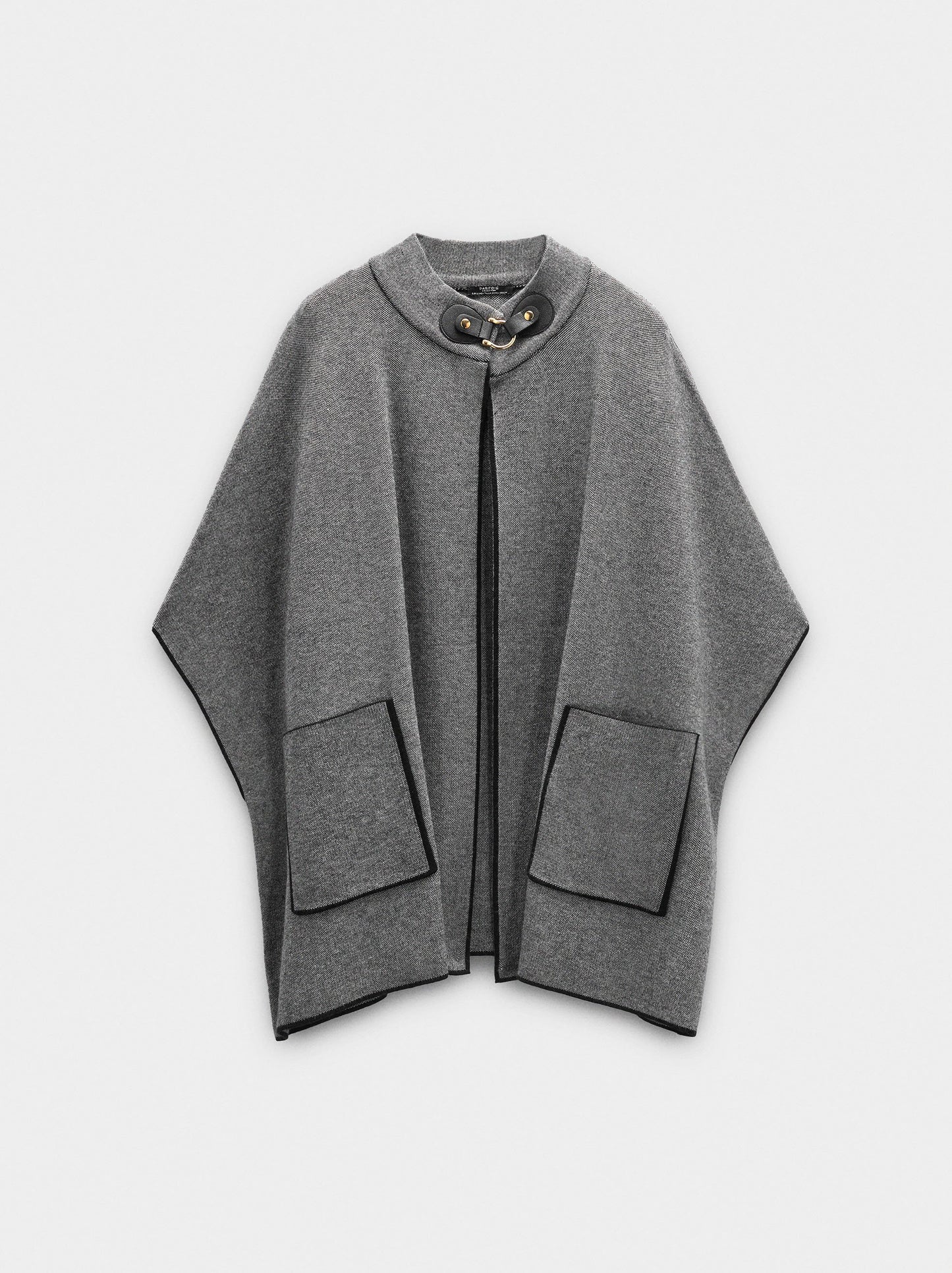 Knitted Poncho With Stitching Detail