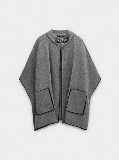 Knitted Poncho With Stitching Detail