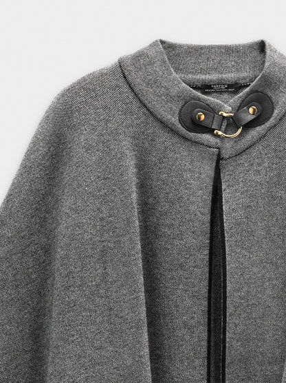 Knitted Poncho With Stitching Detail