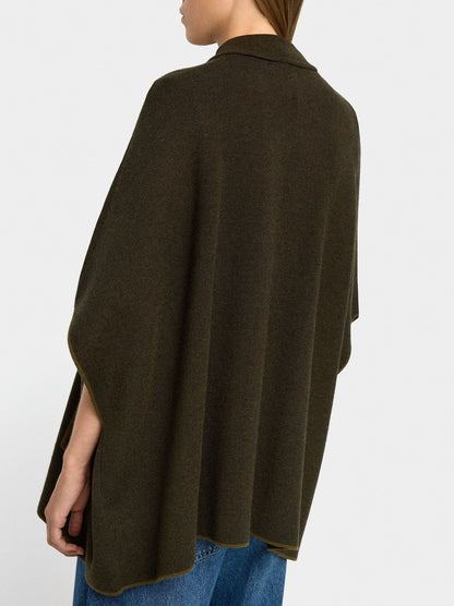 Knitted Poncho With Stitching Detail