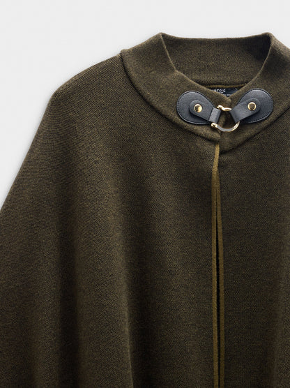 Knitted Poncho With Stitching Detail