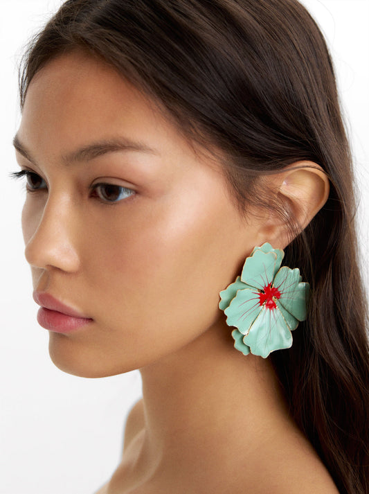 Maxi Double Flower Earrings With Enamel