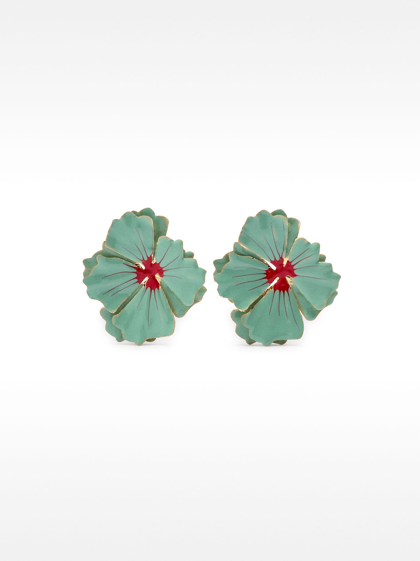 Maxi Double Flower Earrings With Enamel