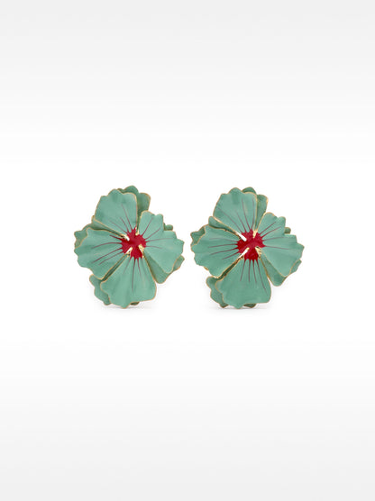 Maxi Double Flower Earrings With Enamel
