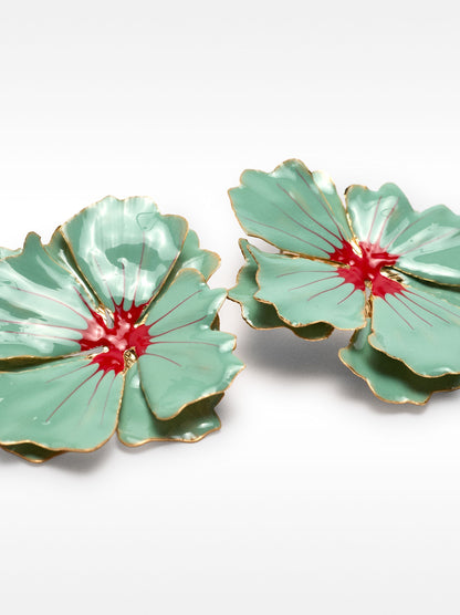Maxi Double Flower Earrings With Enamel