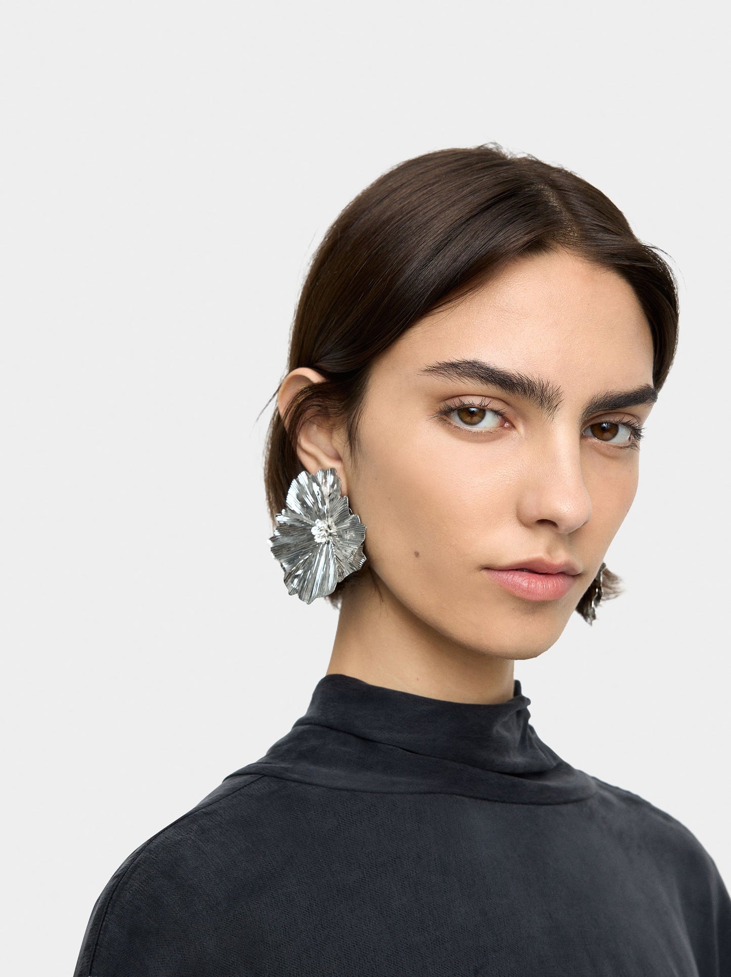 Maxi Double Flower Enamelled Earrings