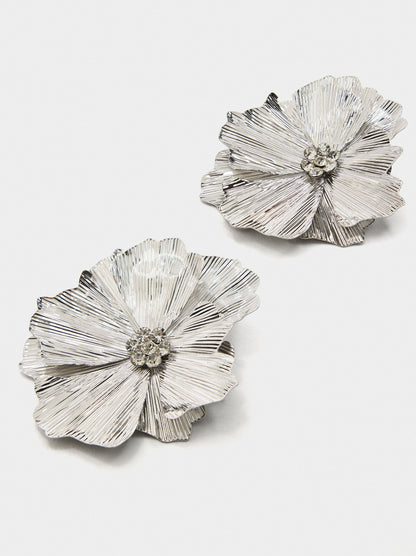 Maxi Double Flower Enamelled Earrings