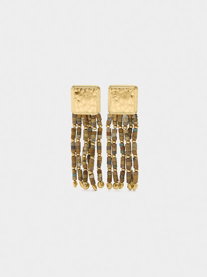 Maxi Long Earrings With Multicolor Beads