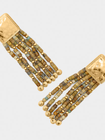 Maxi Long Earrings With Multicolor Beads