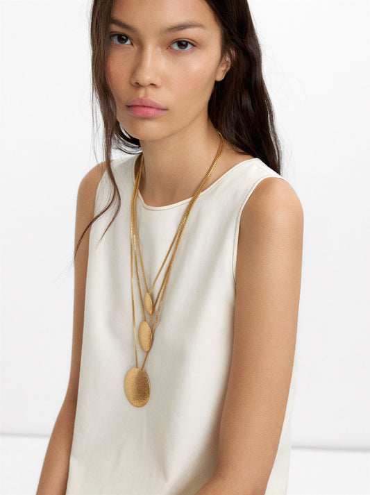 Long Triple Necklace With Circles