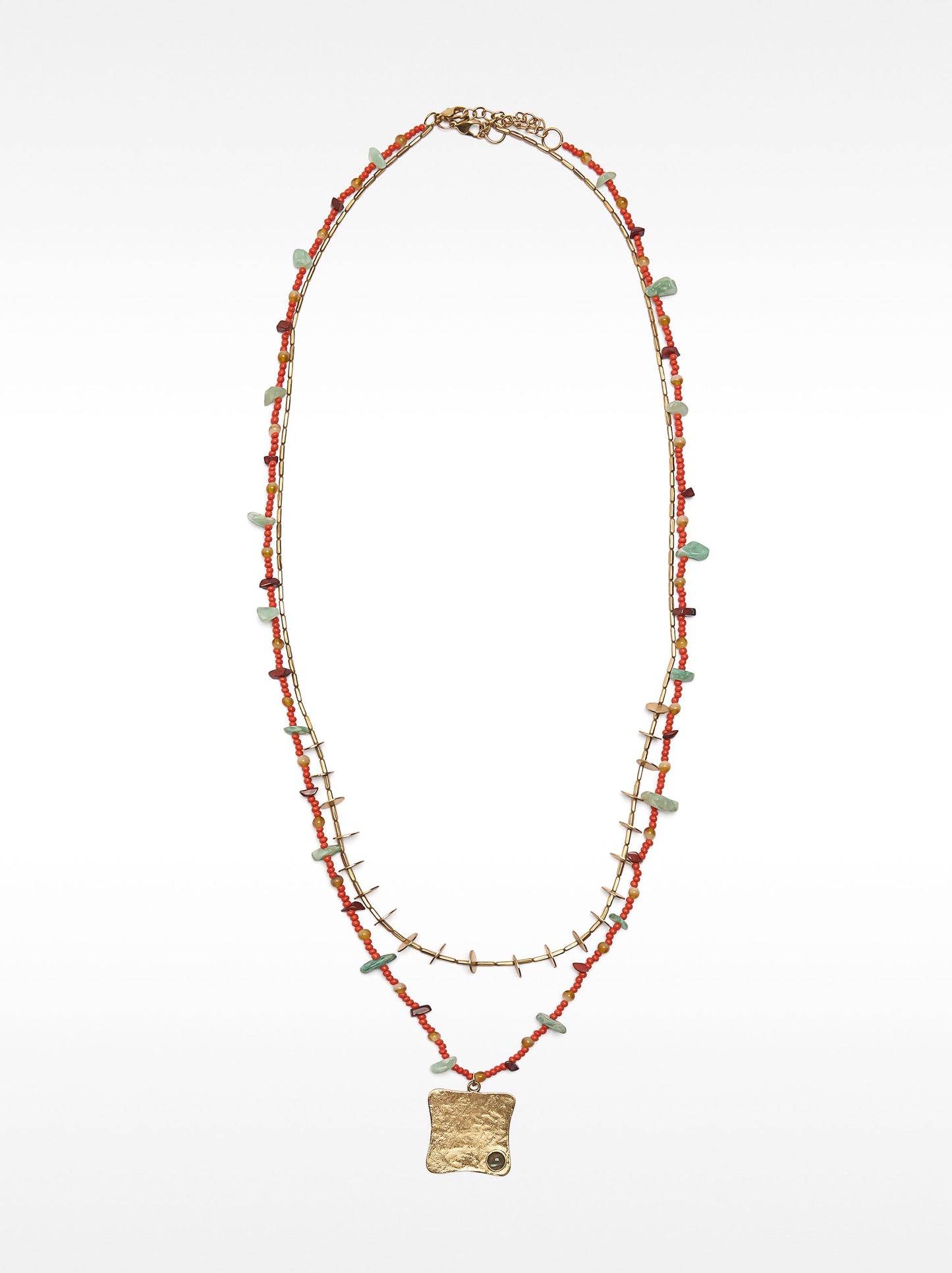 Set Of Necklaces With Stones And Glass Beads