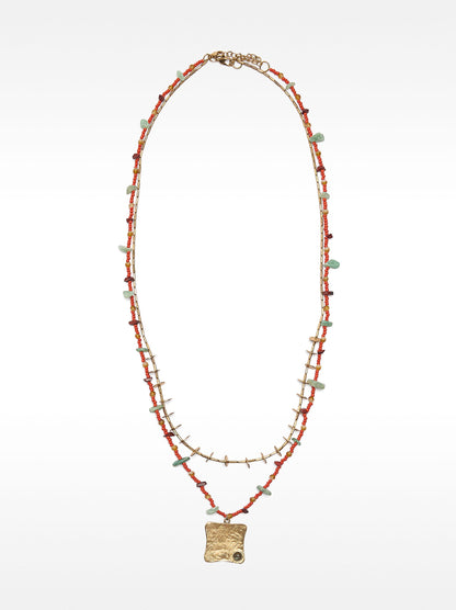 Set Of Necklaces With Stones And Glass Beads