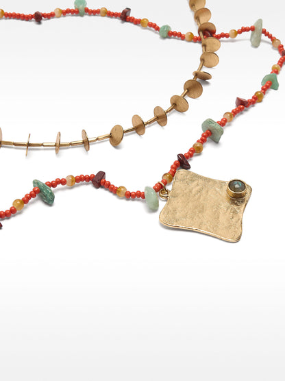 Set Of Necklaces With Stones And Glass Beads