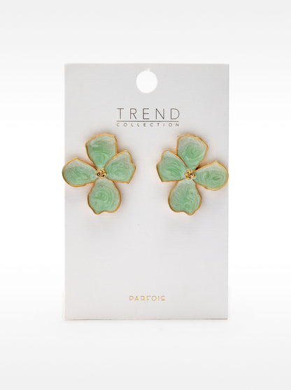 Maxi Flower Earrings With Enamel