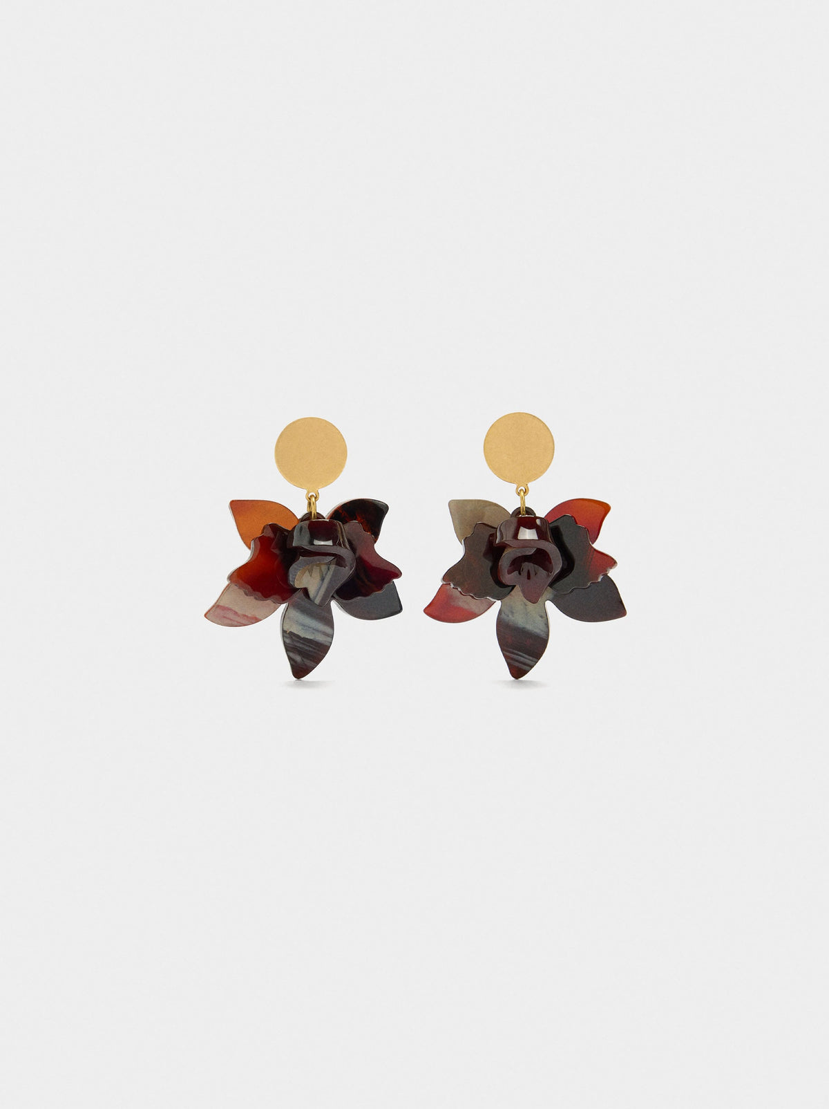 Maxi Flower Earrings With Marbled Design