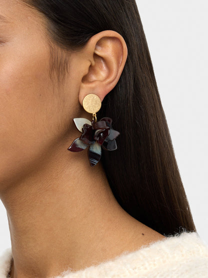 Maxi Flower Earrings With Marbled Design