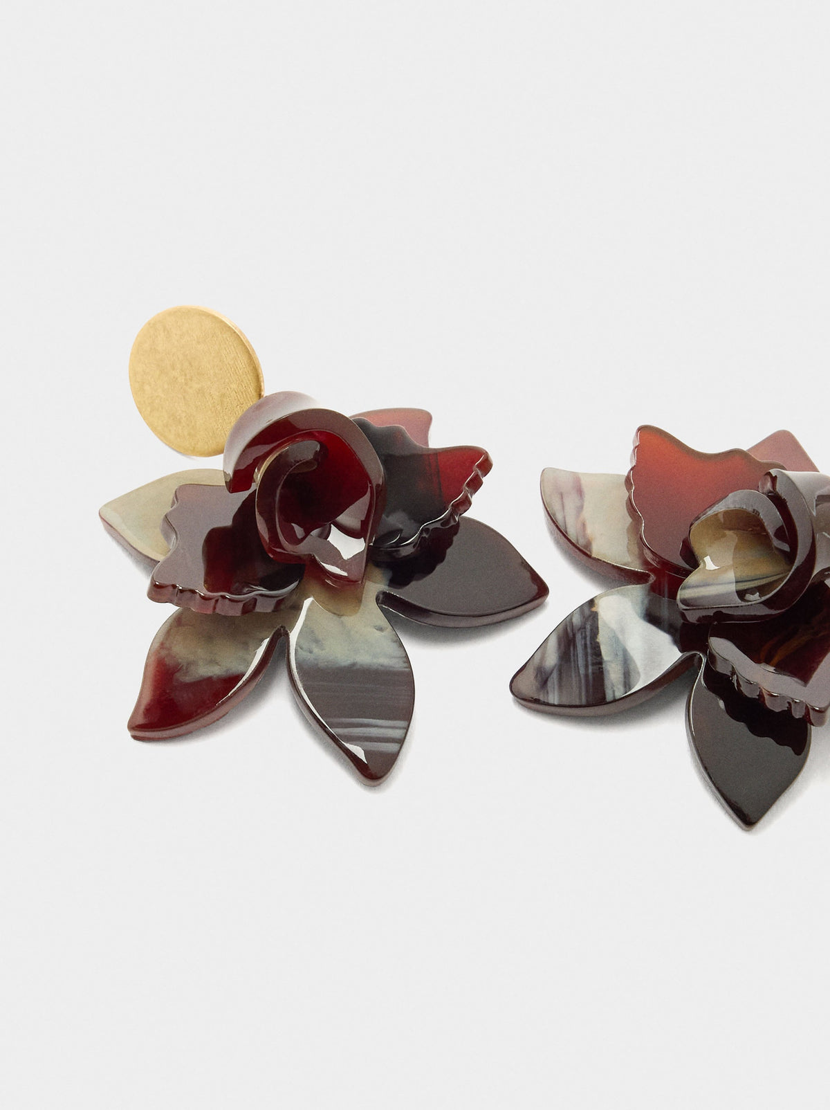 Maxi Flower Earrings With Marbled Design