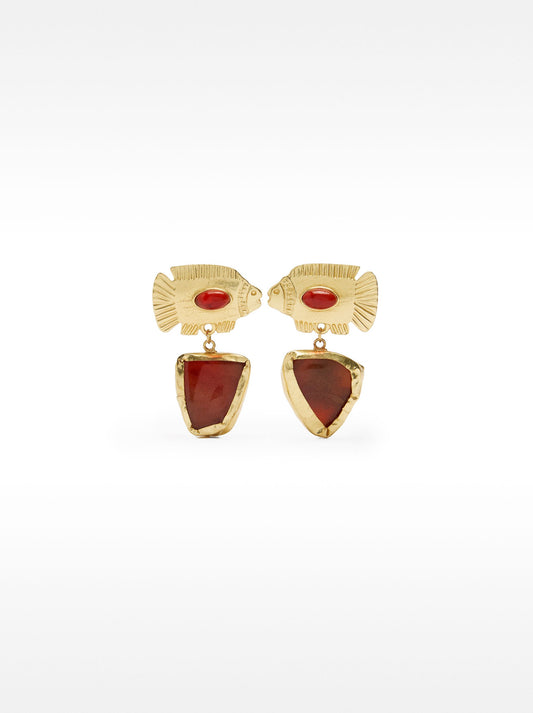 Fish Earrings With Stone