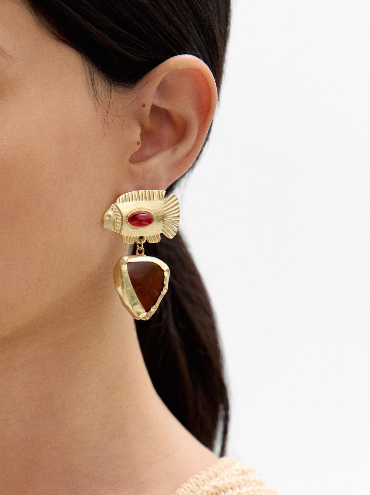 Fish Earrings With Stone