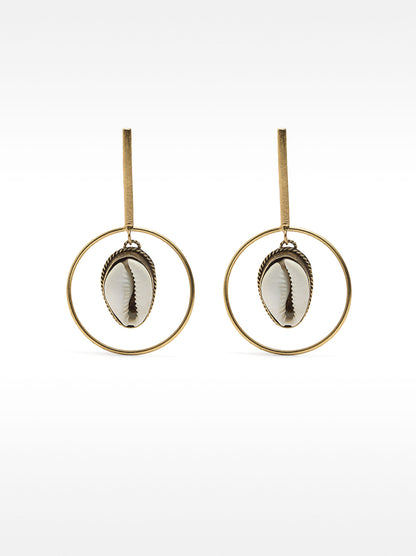 Bar Earrings With Hoop And Shell