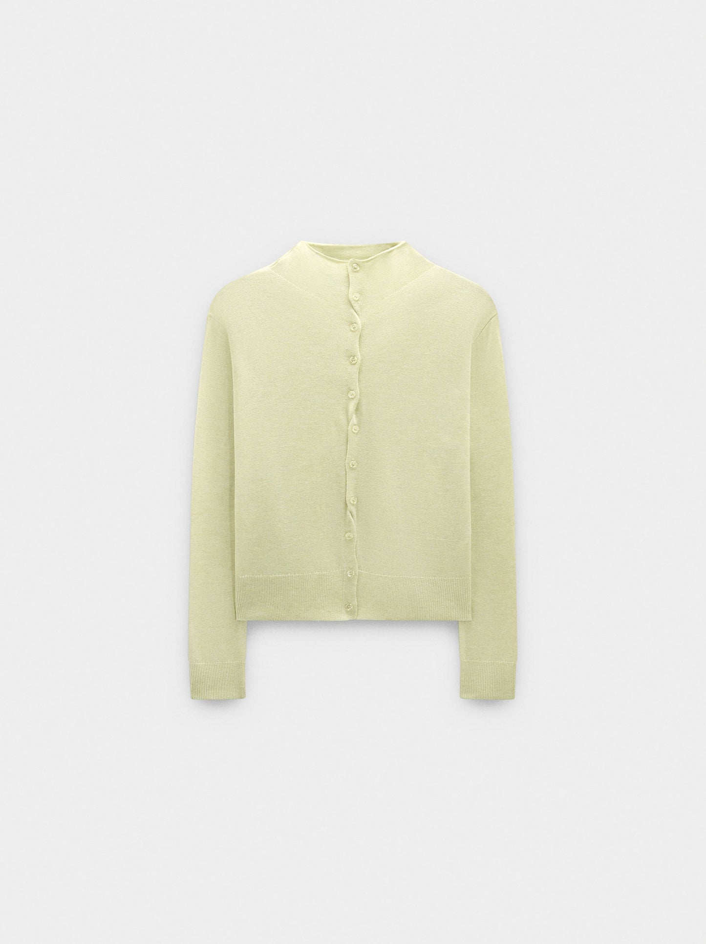 Knit Mesh Cardigan With High Neck