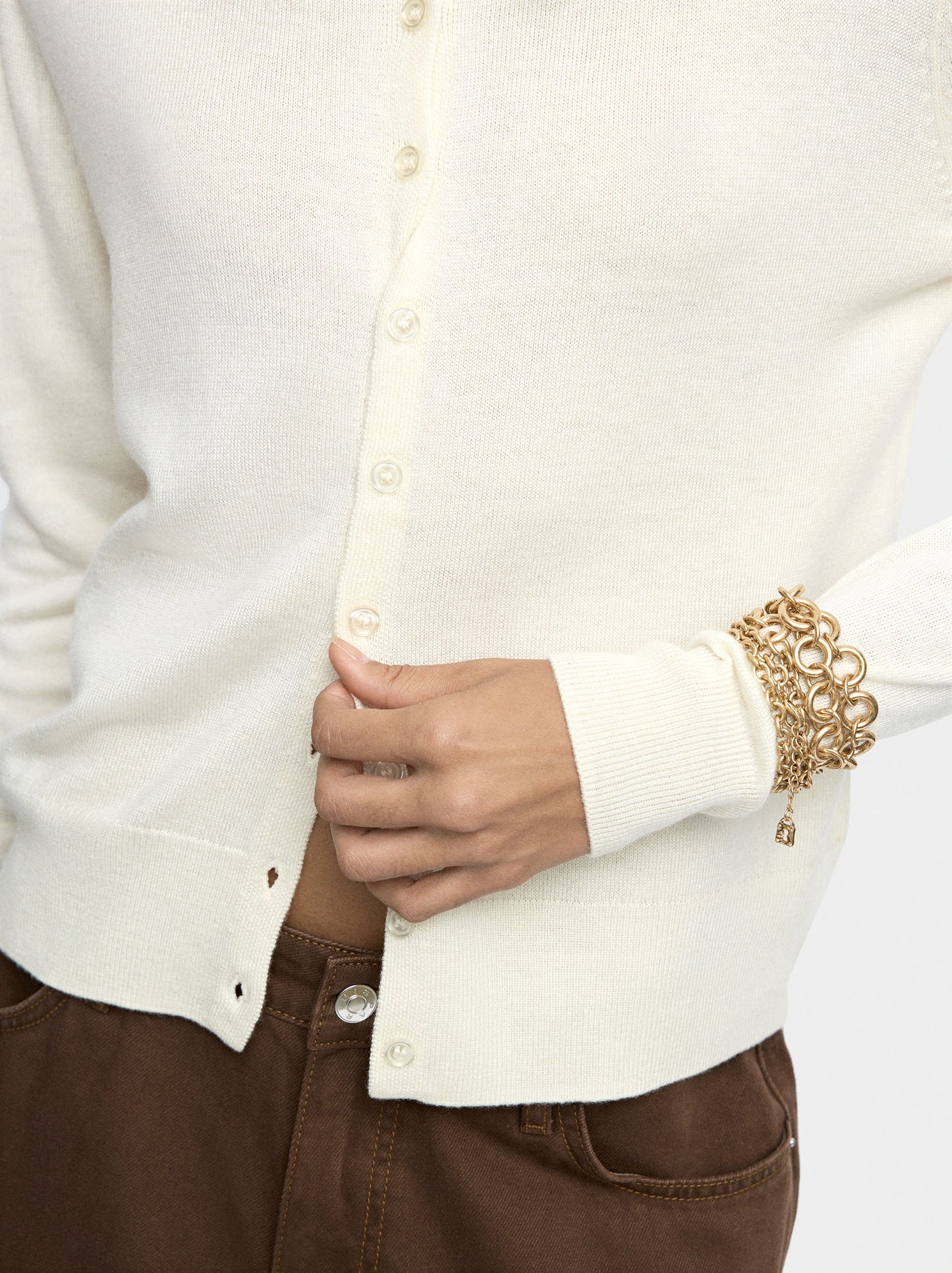 Knit Mesh Cardigan With High Neck