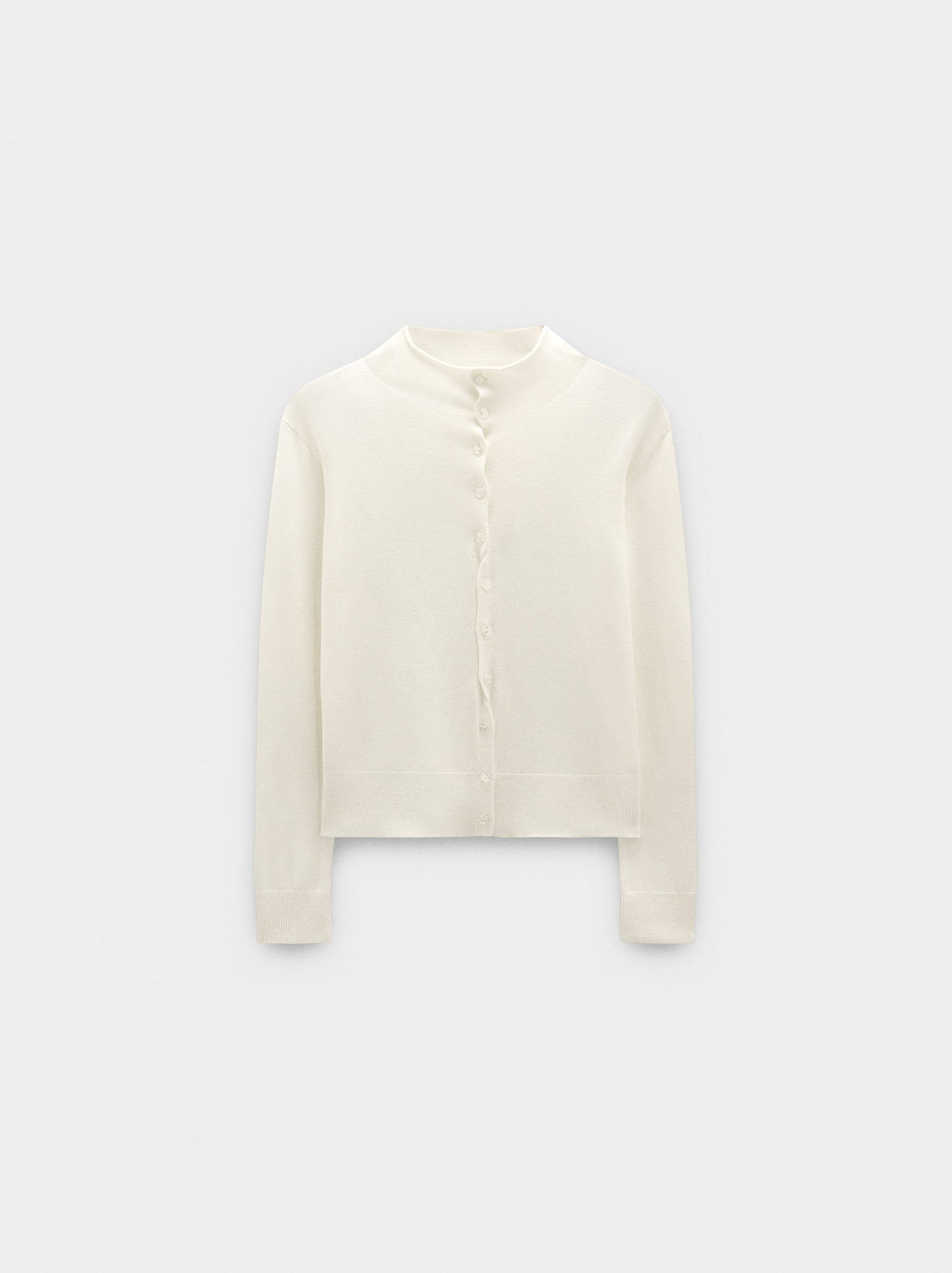 Knit Mesh Cardigan With High Neck
